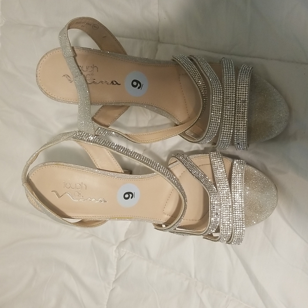 Silver glittery heels